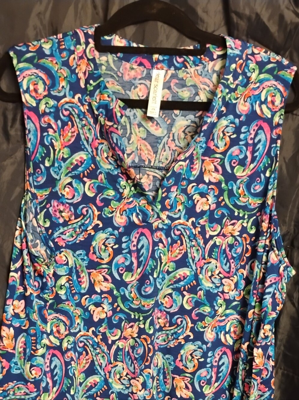 Dear Scarlett Blue Multicolor Geometrc Print Sleeveless Lizzy Top, Size 2x